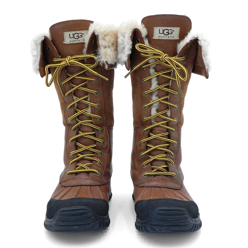 UGG Womens US 7 Chestnut Adirondack Boot Tall III Leather Fur Lined Winter Boots